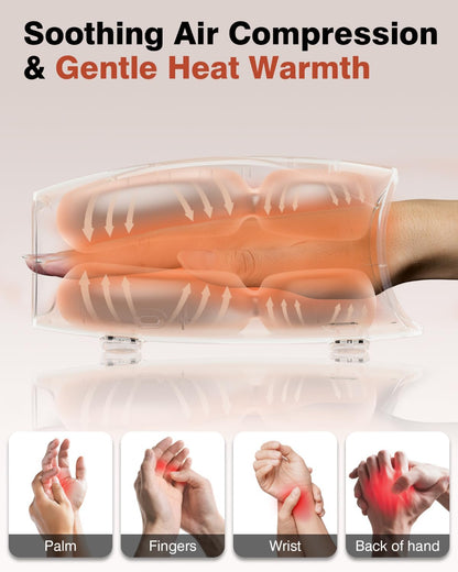 Hand Massager, Cordless Electric Hand Massager for Arthritis and Carpal Tunnel, 6 Levels Therapy Massager with Heat and Compression, Hand and Wrist Massager Machine for Pain Relief