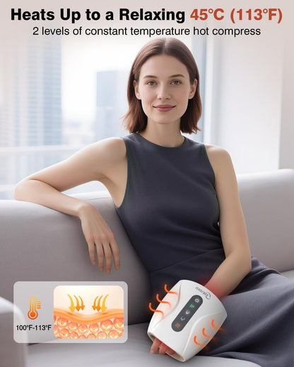 Hand Massager, Cordless Electric Hand Massager for Arthritis and Carpal Tunnel, 6 Levels Therapy Massager with Heat and Compression, Hand and Wrist Massager Machine for Pain Relief