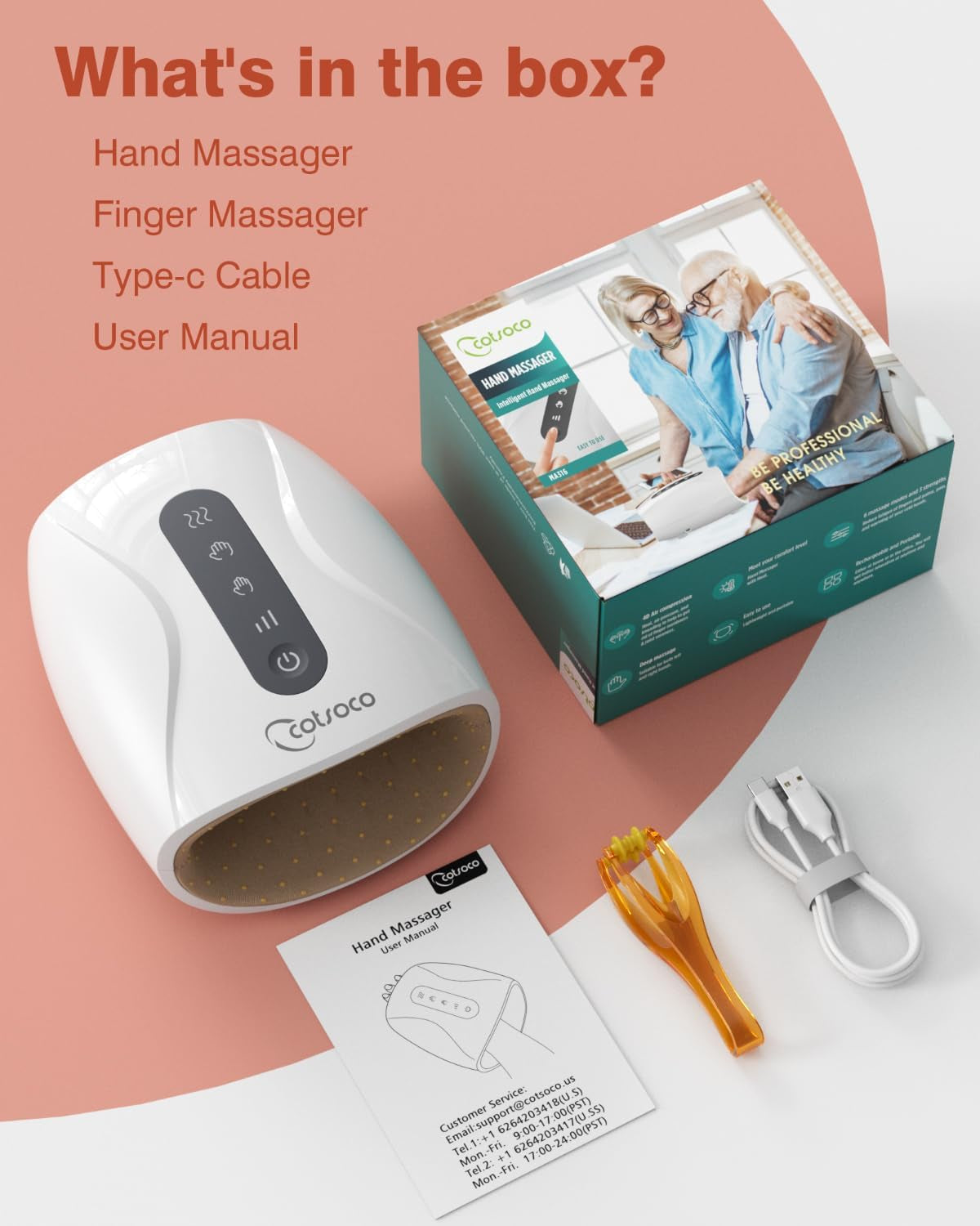 Hand Massager, Cordless Electric Hand Massager for Arthritis and Carpal Tunnel, 6 Levels Therapy Massager with Heat and Compression, Hand and Wrist Massager Machine for Pain Relief